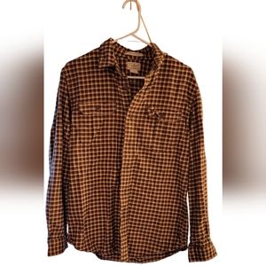 LLBean long sleeved, plaid, brown and white, flannel